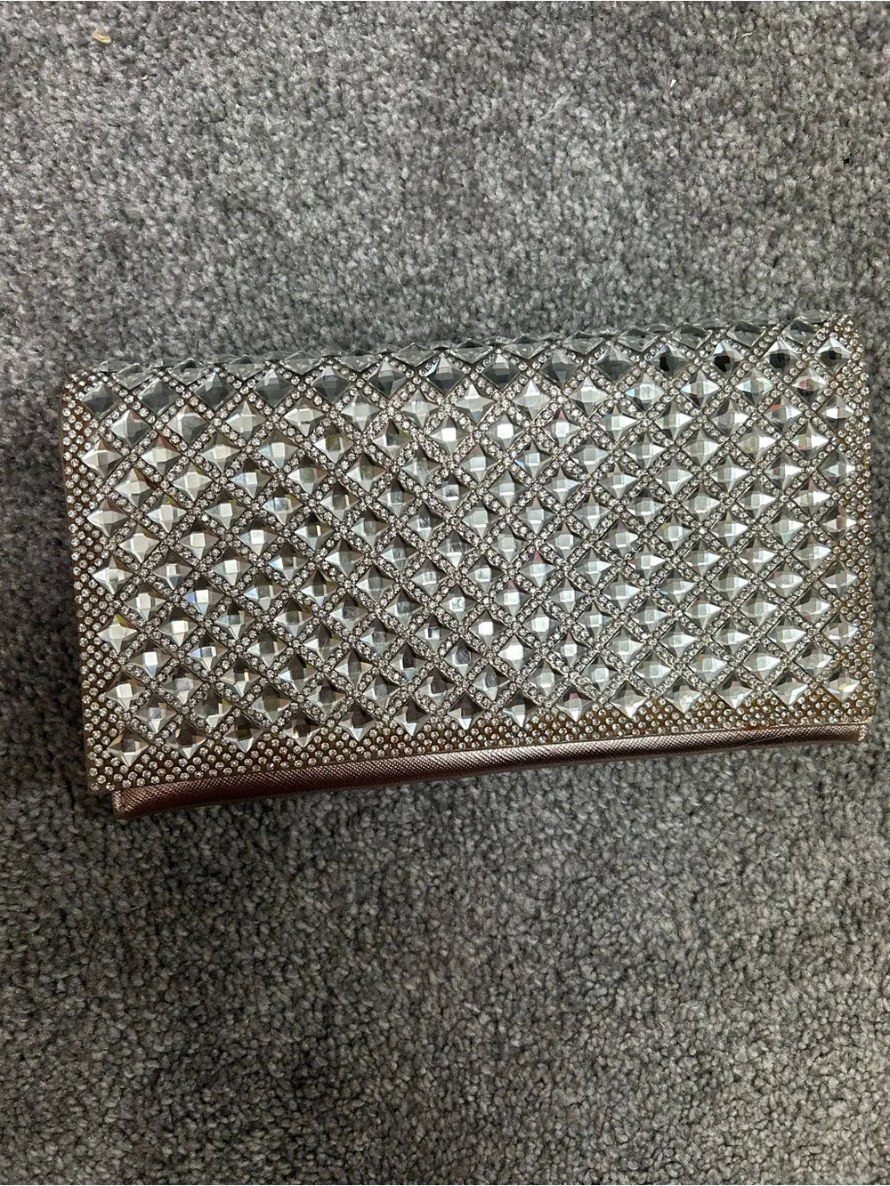 Crystal-Embellished Silver Evening Clutch
